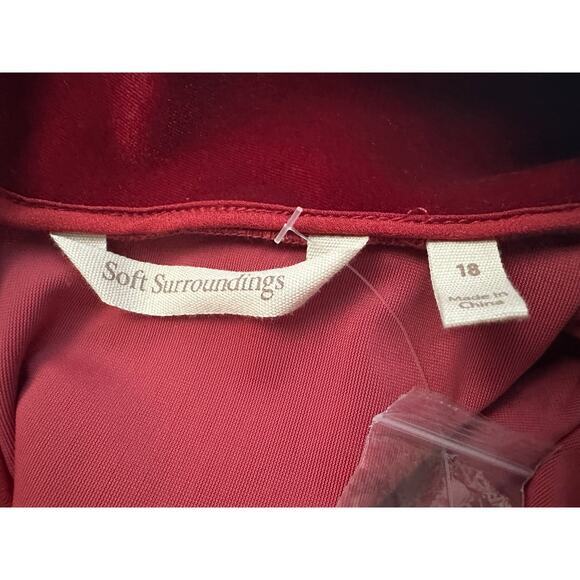 Soft Surroundings Saorise Red Velvet Midi Dress Sz 18 NWOT Ruched Asymmetric - Picture 4 of 13
